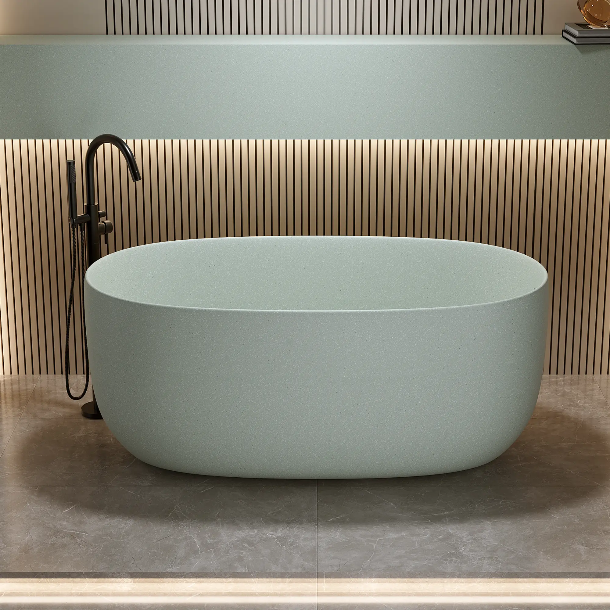 2026 New 47-in Freestanding Resin Stone Soaking Bathtub (1 Bather), Solid Surface Modern Bathroom Fixture with Overflow, Pop-up Drain, Insulation, Non-Permeable Design, Easy-to-Clean, Durable, Strong for Relaxing Soaking Experience