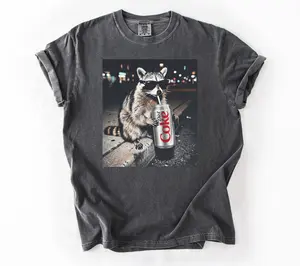 Comfort Colors Raccoons Drinking Coke Shirt, Funny Meme Genz Dank Raccoons, Trendy Shirt, Unisex Graphic T-Shirt
