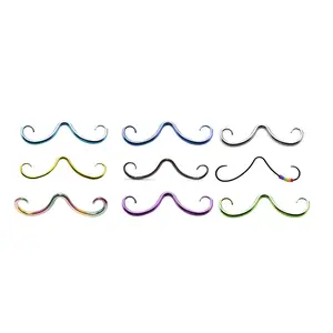 Surgical Steel Curly Mustache Septum Ring 16 or 14 Gauge 2-3/4" Long