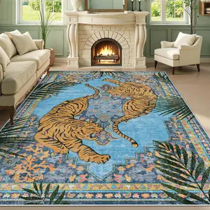 Vintage Tiger Pattern Rug, Animal Printed Rug, Non-slip Soft Floor Mat, Decorative Carpet for Home Living Room Bedroom, Home Decor