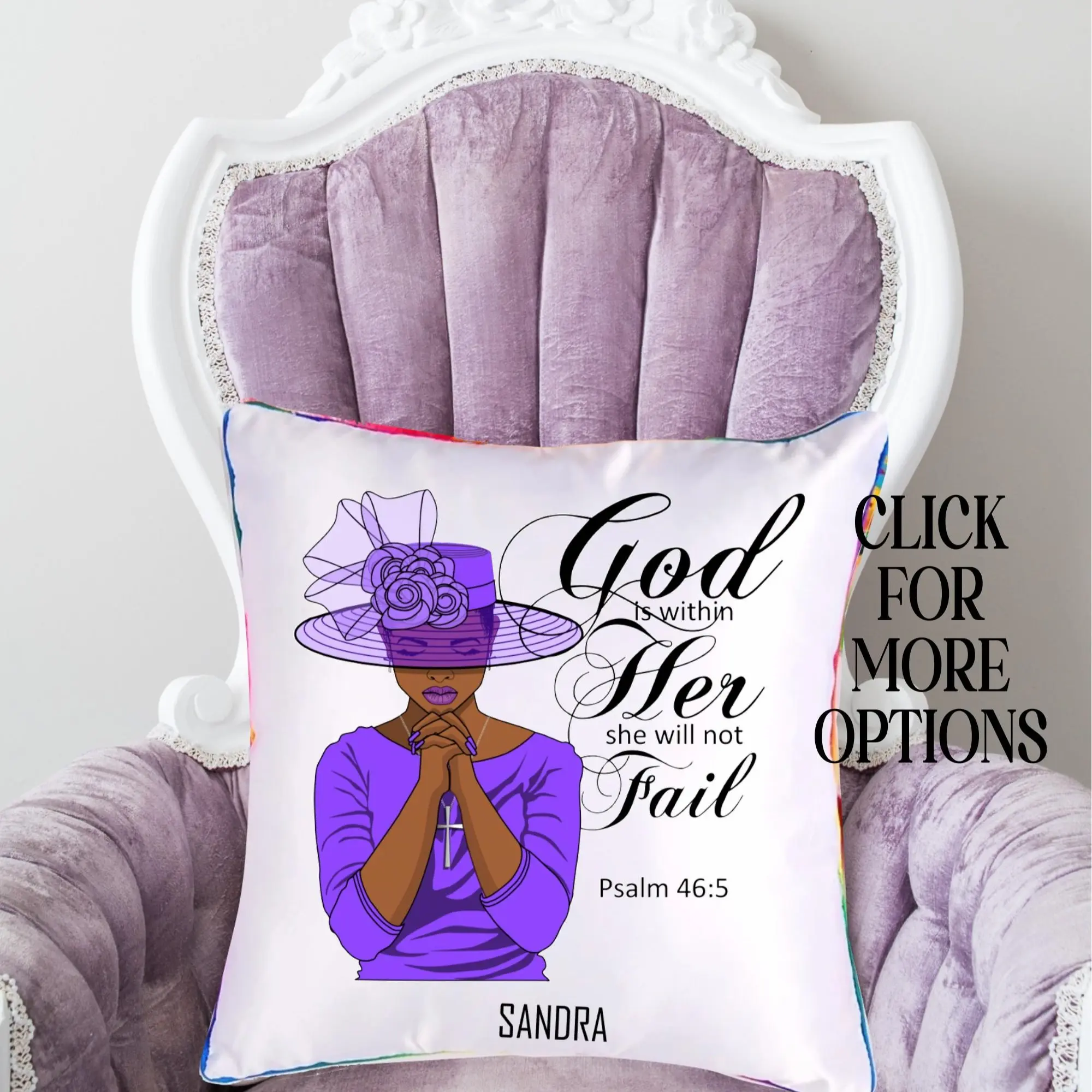 Personalized Inspirational Cushions "GOD IS WITH HER".