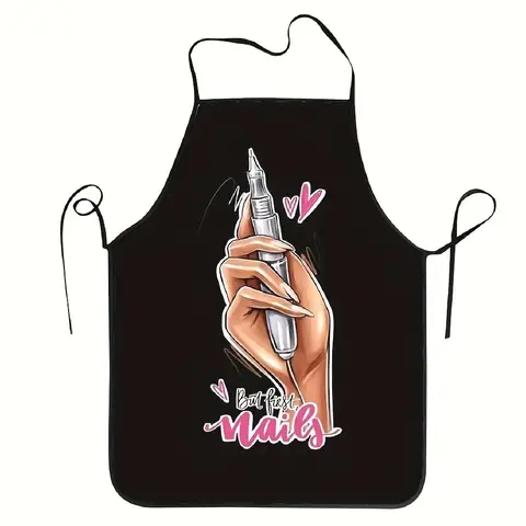 Nails Pattern Apron, 1 Count Breathable Polyester Cooking Apron, Kitchen Apron for Home,Mother's Day Gift,Birthday Present, Nails Design Tool, Nail Tech,Valentine's Day Gift,Kitchen Essentials, Kitchen Cooking Aprons