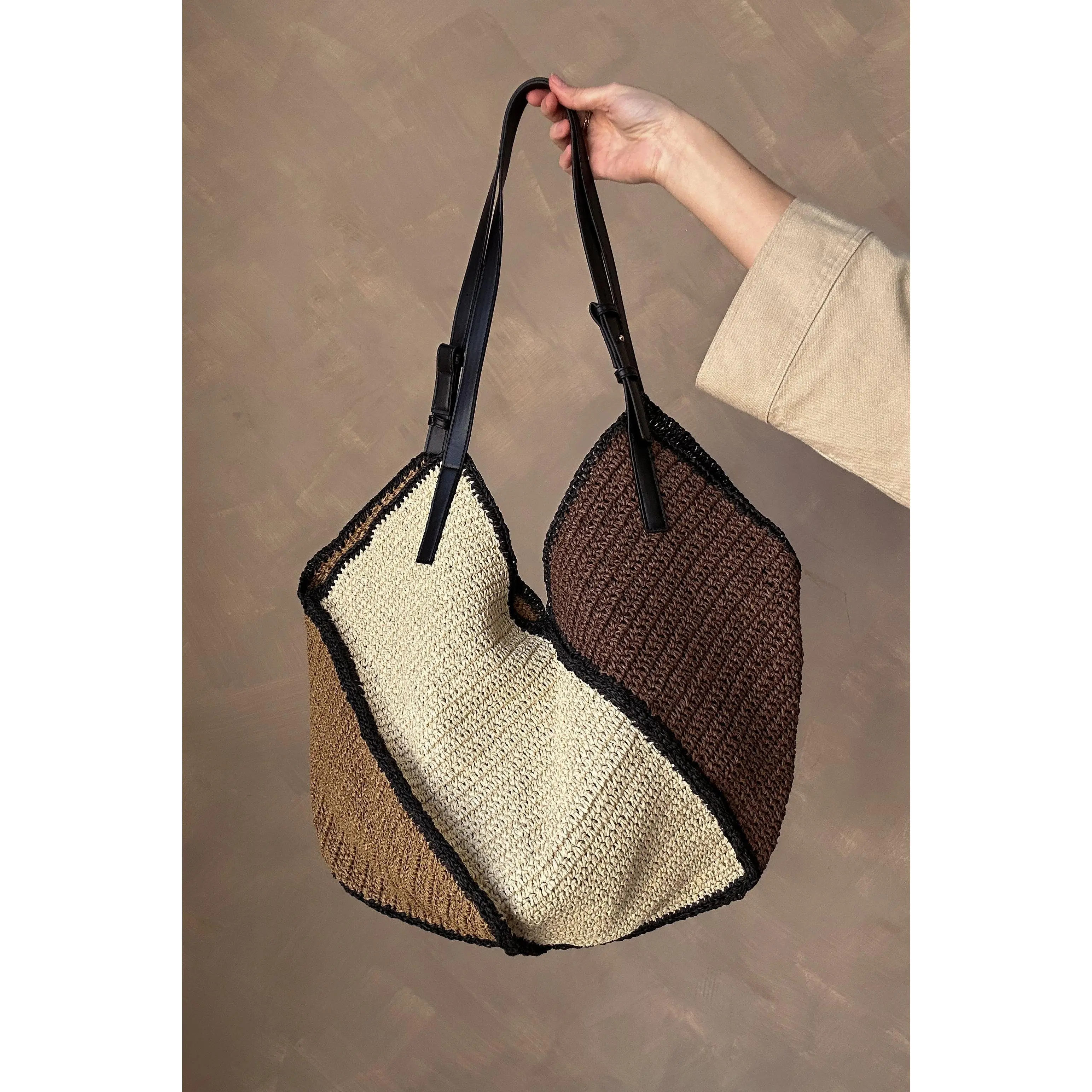 Ruthi Multi Colorblock Raffia Tote