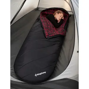 KingCamp Sleeping Bag for Adults, Cold Weather Extra Wide Big & Tall XL (86.6"x39.4"), 350g Hollow Fiber Fill (Comfort 39.2°F), Soft Cotton Flannel Lining, Waterproof 210T Shell, Lightweight 5.3lbs with Compression Sack, Converts to Blanket for Camping Ba