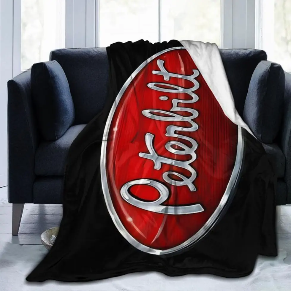 Retro style PETERBILT theme print super soft flannel blanket, multi-purpose warm and comfortable living room office sofa travel Cartoon Blanket Halloween and Christmas Gifts