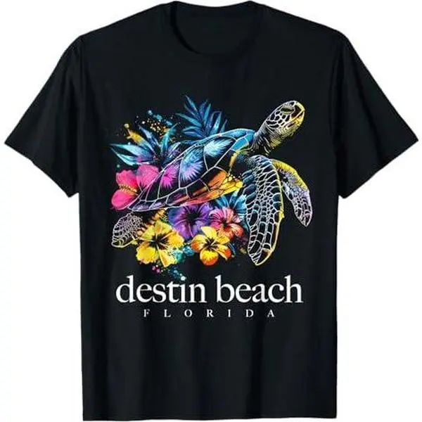 Destin Beach Florida Sea Turtle Scuba Diving Surfer Souvenir T-Shirt