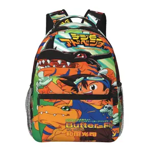 Fashionable Digimon backpack with large capacity—Digimon daily commuter bag for outdoor hiking and business; cartoon casual Digimon merchandise laptop daypack and school bag for women, men, and gift giving.