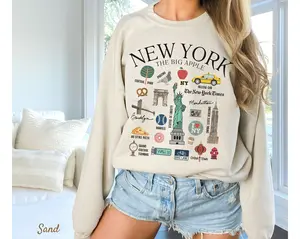 New York City Sweatshirt, NYC Landmarks Crewneck