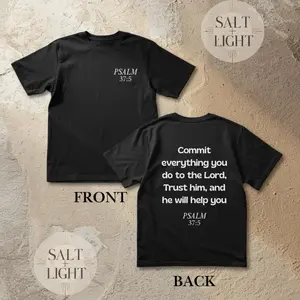 Salt & Light Psalm 37:5 Faith-Based Unisex T-Shirt "Commit Everything to the Lord" Tee for Men and Women