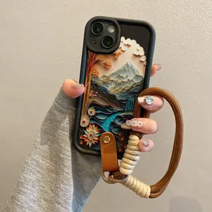 Convenient Lanyard Phone Case with Ring Strap Fuji Mountain Pattern, Tpu Anti-Drop Protection for iPhone 6-17 Pro Max, Perfect Gift