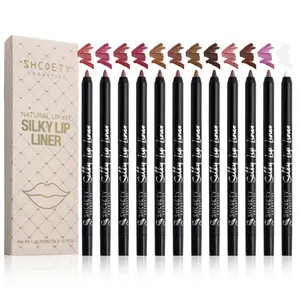 SHCOETY 12 Matte Mist Lip Liner Waterproof Finishing Line Pencil Nude Lipstick Pen with sharpener Eyeliner Lipliner Makeup Cosmetic
