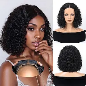 Deep Wear And Go Glueless Wigs  200% Density 10Inch Pre Plucked Pre Cut Lace Front Wig Smooth HD Transparent  Full Lace Frontal Human Hair Wig 4X4 for Black Women Curly Wave Bob Wig Human Hair Curly Wigpart wig Industry quick weave powdered wigs