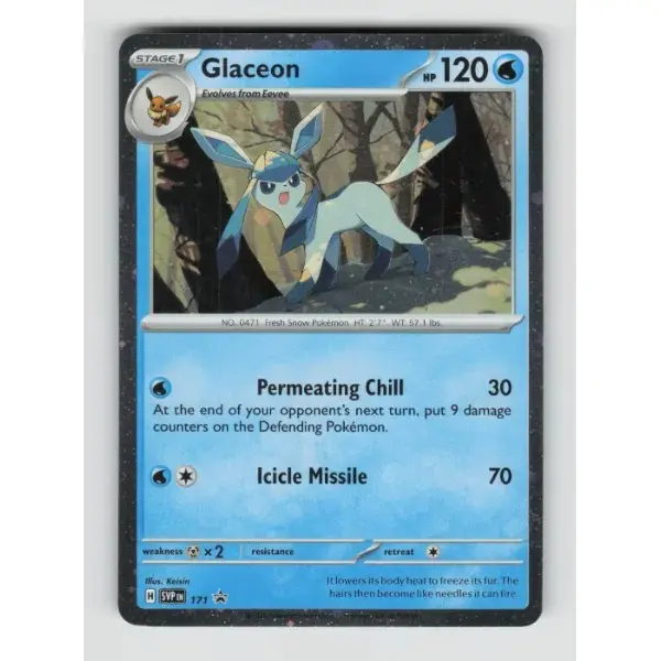 Pokémon TCG Authentic Raw Single Card - Glaceon (Cosmos Holographic) Scarlet & Violet Promo 171, Near Mint, English Text