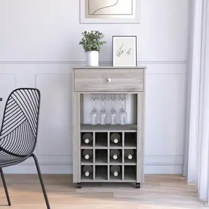 DEPOT E-SHOP Margh Bar Cart Drawer Light Gray
