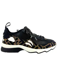 Fendi Black and Brown Lycra FFreedom Technical Mesh Sneakers Size 36.5