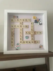 Shadow Box Collection: Hobbies - Display Your Passion for Various Hobbies with Scrabble Tiles & Personal Gallery Frame