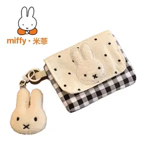 Miffy Cute Storage High-value Wallet New Kawaii Anime Women Versatile Shopping Coin Purse Headphone Key Storage Bag Girl Gift