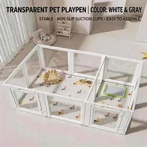 Clear Acrylic Dog Cat Playpen Indoor, Transparent Fence for Puppy Rabbit and Cat, Easy Assemble Plastic Playard 10 Panels