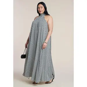 ELOQUII Women's Plus Size Trapeze Halter Maxi Dress