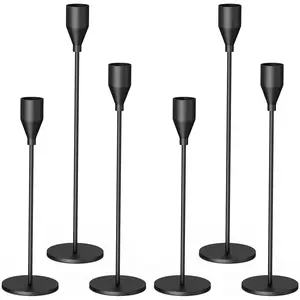 Matte black candlestick holders candle holders set of 6 elegant candlestick holder for home decor wedding party and anniversary decorative taper candle holders fits 34 inch candle