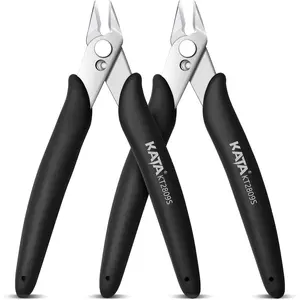 2-Pack Stainless Steel Micro Wire Cutters, Precision Electronics Flush Cutter and Side Cutting Pliers for Electronics, Jewelry Making, Model Kits