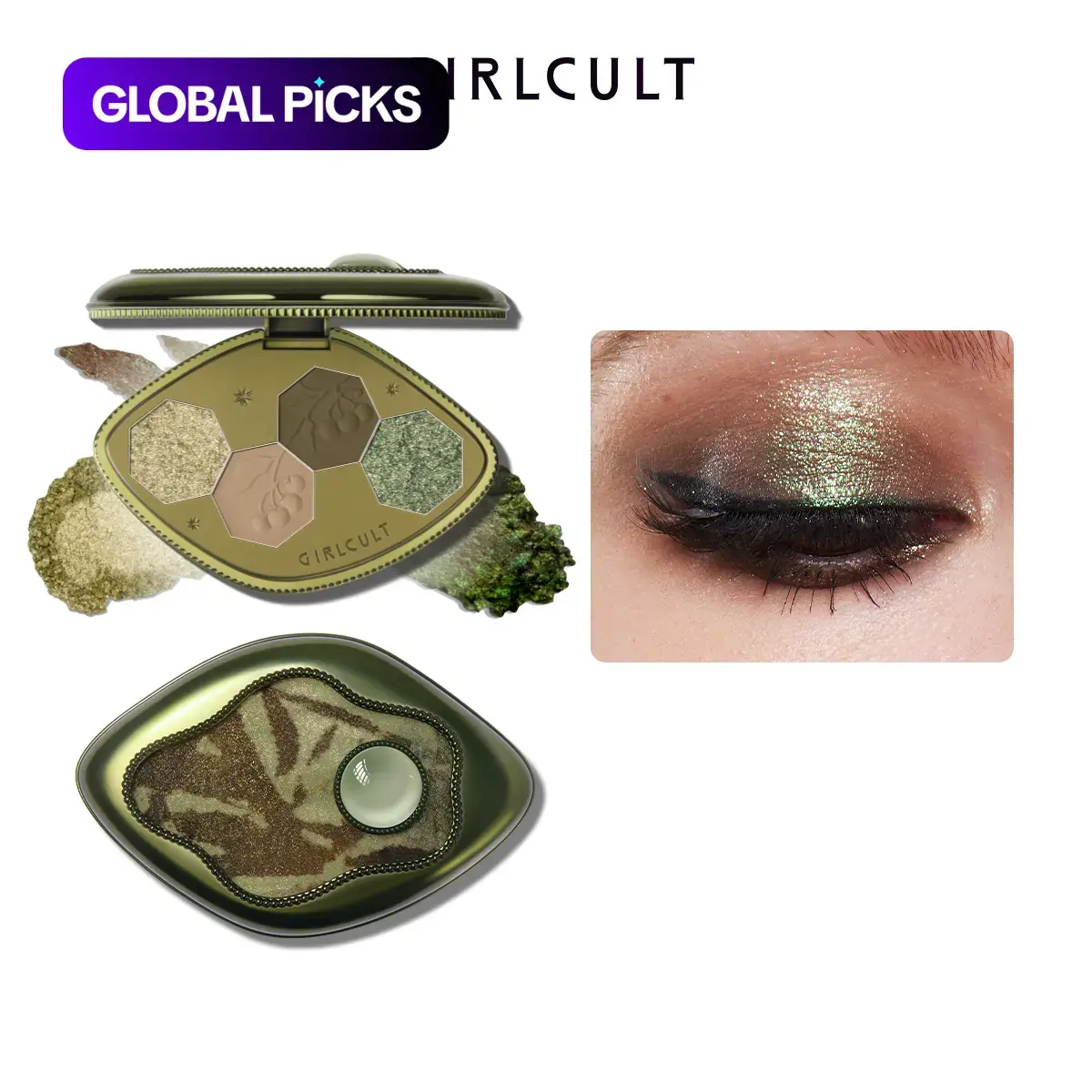 4-Color Eyeshadow Palette, Eyeshadow Quad, Highly Pigmented Matte and Glitter Eye Shadow Powder, Shimmering Makeup Palette, Glitter Eyeshadows, Cosmetic #GLOBAL PICKS