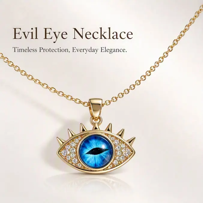 Women's Unisex Titanium Steel Gold-Plated Evil Eye Amulet Necklace - 16 in Non-Fading Statement Jewelry, Party-Ready Accessory, Ideal Gift for Daily Wear (Style 1), Chain Jewelry Necklaces