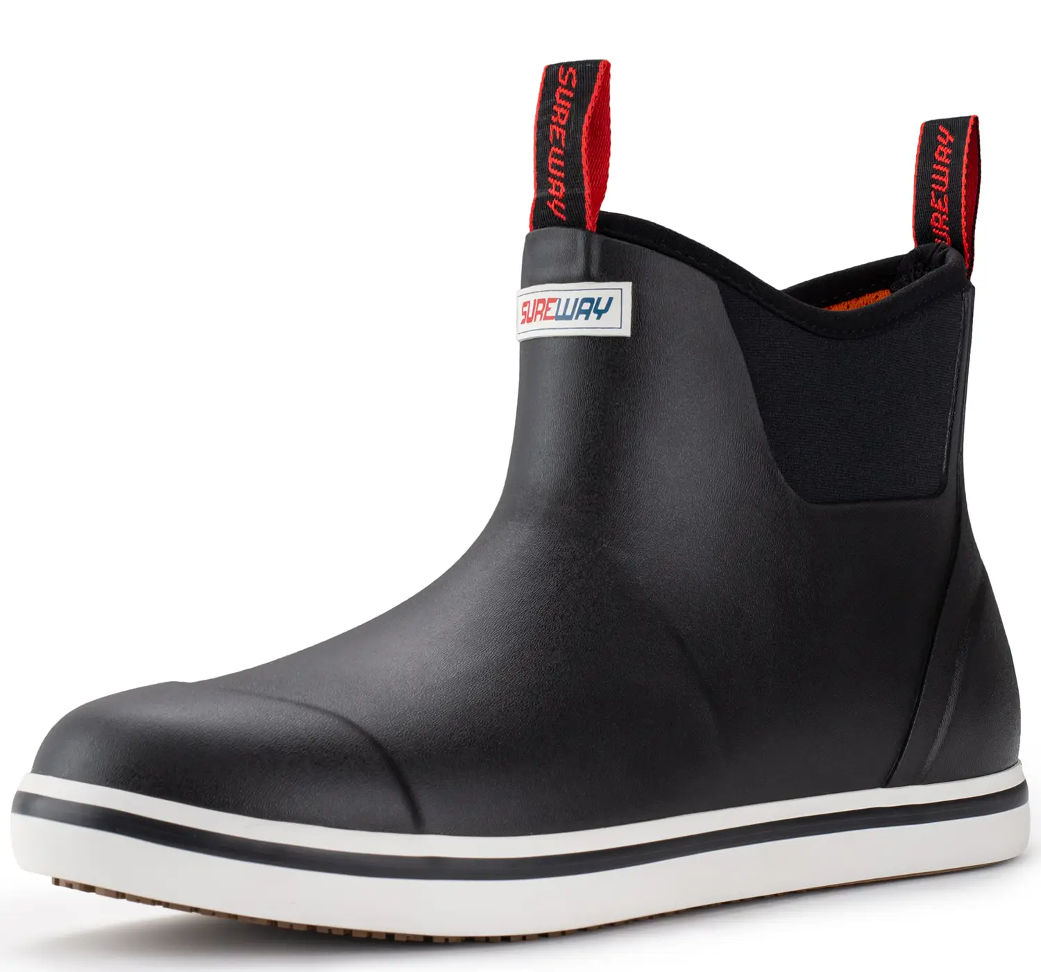 SUREWAY Men's Deck Boots Professional Non-Slip Fishing & Ankle Boating Boot Waterproof Rain Boots, Lightweight Neoprene Rubber Deck Boots (Single - Co