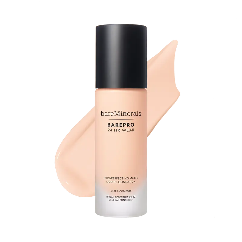 bareMinerals BAREPRO 24HR Wear Skin-Perfecting Matte Liquid Foundation Mineral SPF 20 - Brightening, Full Coverage Finish