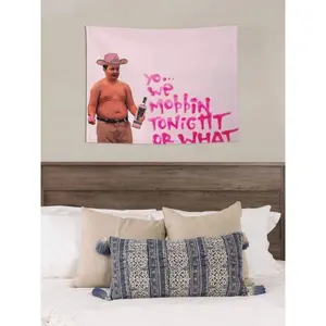 Gibby Meme Tapestry Funny Polyester Wo Mobbin Tonight Or What Multicolor Fabric Wall Hanging Art Poster for College Dorm Bedroom Living Room & Celebration Decorations