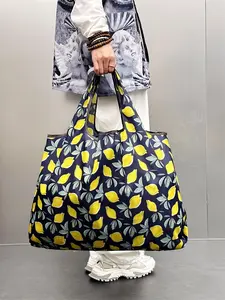 Lemon Print Fashionable Shopping Bag, Large Capacity Lightweight Backpack, Casual Classic Style Tote Bag for Teenager and Students, Suitable for School Use