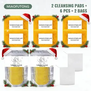 Skincare Set 10-Piece - 6pcs Turmeric Soap, 2pcs Facial Cleansing Towels (40 sheets each) *2, 2pcs Foaming Nets. Deep moisturizing, suitable for washing hands and face, gently cleanses facial skin, suitable for all users.