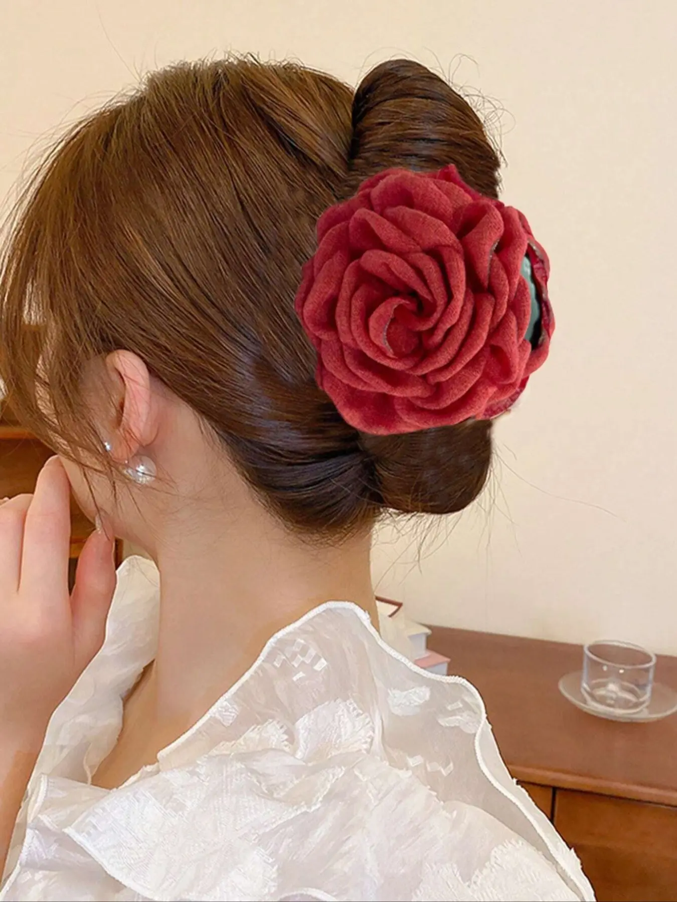Elegant Large Rose Hair Clips Set, 3pcs Women display picture 1