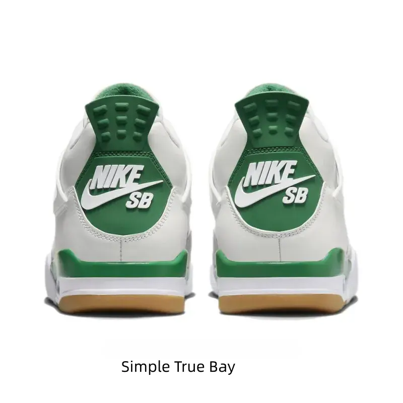 Men White Green Patch Mid Top Retro Skate Sneakers, Smooth Leather Breathable Casual Skate Shoes, Gum Anti-slip Rubber Outsole American Street Hip Hop Trend Athletic Footwear, Vintage Workwear Style Men Daily Fashion Kicks