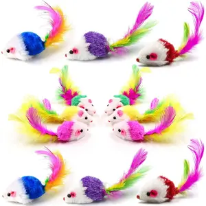 Cat Mice Toys for Indoor Cats 12PCS, 5 Color Variety Mouse Cat Toy for Cats, Furry Cat Toy Mice Rattle Small Mouse Kitten Interactive Play