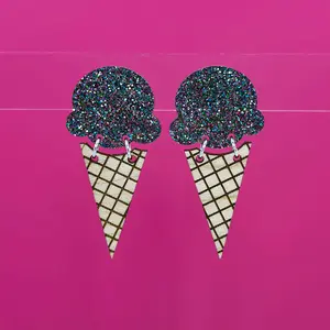 Ice Cream Earrings - Rainbow Glitter