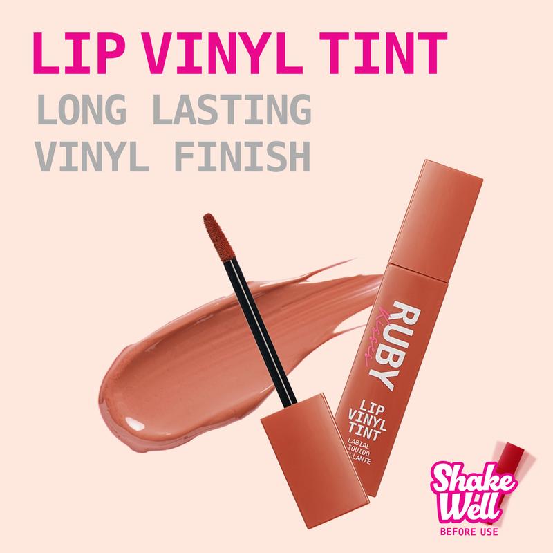 Ruby Kisses Lip Vinyl Tint, High Pigment Transfer Proof, Smudge Proof, Liquid Lipstick Lip Gloss, Soft Satin Shine Lightweight Makeup Long Lasting Full Coverage 2.8mL