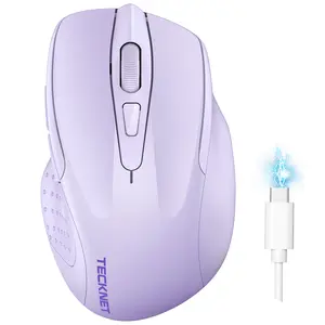 TECKNET Wireless Mouse (BT5.0/3.0 & 2.4G) Rechargeable 4800 DPI Silent USB A & Bluetooth Mouse 6 Buttons, Wide Compatibility