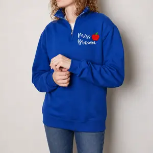 Personalized Teacher Quarter Zip Sweatshirt, Custom Embroidered Teacher Pullover, Cozy School Crewneck, Teacher Appreciation Gift, Back to School Outfit