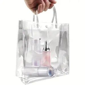 Multifunctional Transparent Handbag, Matte PVC Style Hidden Buckle Leak-Proof Design, Large Capacity for Milk Tea Candies Gifts