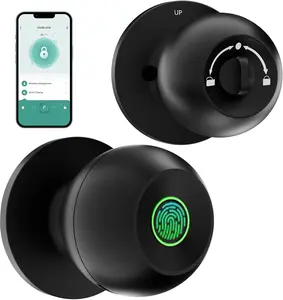 Easter Gift-Biometric Door Lock – Rechargeable Fingerprint Lock with App Control, Smart Door Knob for Bedrooms, Offices, Hotels