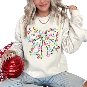 Christmas Lights Coquette Bow Sweatshirt, Christmas Shirt, Christmas Light Sweatshirt, Funny Sweatshirt