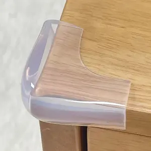 Food-Grade Silicone Clear Corner Protectors, Baby Proofing Table Edge Guards, Pre-taped Adhesive Soft Safety Bumpers for Kids Child, Furniture Cabinets Counter Protection, 4 Pack 3/5x3/5 in Width