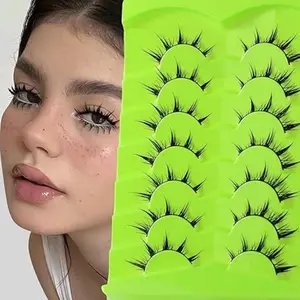 7 Pairs Doll Manga Lashes for Cosplay, Spiky Japanese Anime Lashes, False Eyelashes for Wet Makeup Looks, Cosmetic False Lashes