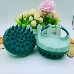Factory Direct Sales Amazon HOT Hand-held Silicone Shampoo Brush Massage Brush Shampoo Comb Bath Massage Tool Personal Black for Kids Made of ABS Silicone Green Pink Purple Red Lotus Root Color Emerald White White Cover with Black Teeth
