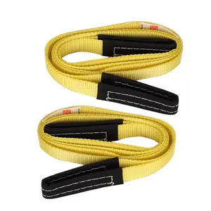 2PK 1''x 8FT Lift Sling Web Strap/Wear Guard End, Heavy Duty Flat Eye Lifting Sling with 2 Reinforced Loops for Tree Saver Lifting Furniture Appliances Machine