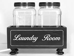 Laundry Pods Container Laundry Room Organization and Storage with 2 Plastic Jars, Spoon, Labels, Farmhouse Laundry Room Decor and Accessories for Laundry Pods, Detergent, Powder, Scent Booster