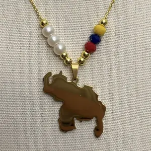Venezuela Necklace with Pearl and Beaded tricolor