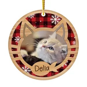 Personalized Dog Christmas Photo Ornaments 2024, Custom Pet Christmas Trees Decorations, Puppy Cat Christmas Ornament, 3 inches Christmas Keepsake Gifts for Pet Dog Cat Lover