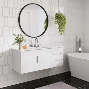 Vitality 48" Double or Single Sink Compatible (Not Included) Bathroom Vanity Cabinet in White